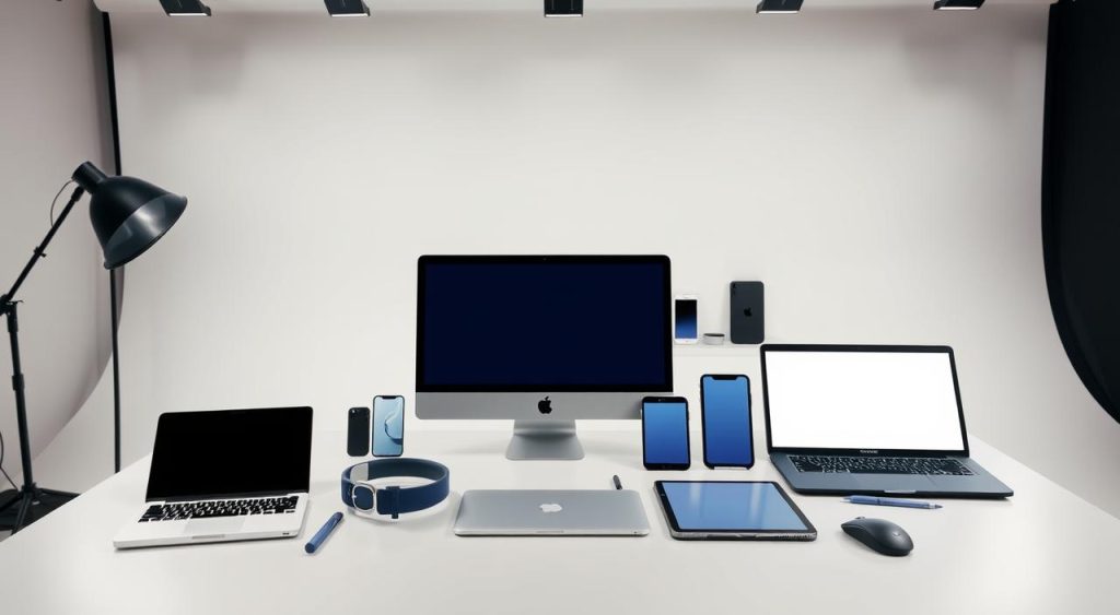 A well-lit, high-quality product photography studio scene showcasing a variety of digital products. In the foreground, an array of modern electronic devices, such as laptops, tablets, smartphones, and e-readers, neatly arranged on a sleek, minimalist table. The middle ground features complementary office accessories, like stylish headphones, a digital pen, and a wireless mouse, all in a cohesive color palette. The background is a soft, neutral-toned backdrop, allowing the digital products to take center stage. The lighting is carefully curated, creating a sense of depth and emphasizing the clean, professional aesthetic. The overall mood is one of sophistication, productivity, and the promise of digital opportunities. A well-lit, high-quality product photography studio scene showcasing a variety of digital products. In the foreground, an array of modern electronic devices, such as laptops, tablets, smartphones, and e-readers, neatly arranged on a sleek, minimalist table. The middle ground features complementary office accessories, like stylish headphones, a digital pen, and a wireless mouse, all in a cohesive color palette. The background is a soft, neutral-toned backdrop, allowing the digital products to take center stage. The lighting is carefully curated, creating a sense of depth and emphasizing the clean, professional aesthetic. The overall mood is one of sophistication, productivity, and the promise of digital opportunities.